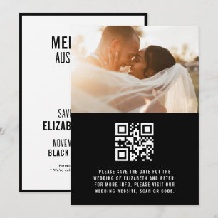 Reserva La Fecha Sitio web de boda con código QR blanco y negro ret