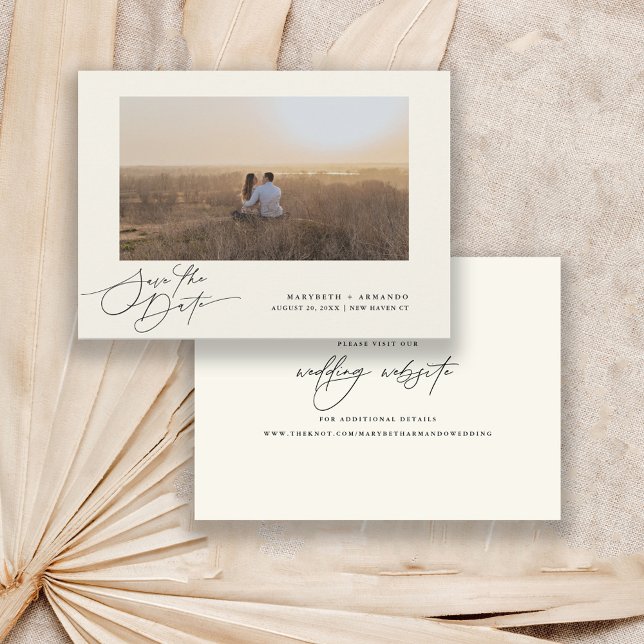 Reserva La Fecha Sitio web de boda con guión moderno Ivory Photo  (Subido por el creador)