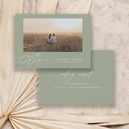 Reserva La Fecha Sitio web de boda con guión moderno Sage Photo