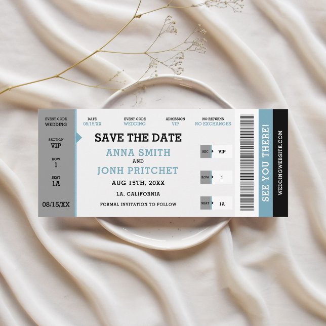 Reserva La Fecha Sitio web único de Boda de entradas de conciertos (Ticketmaster Concert Ticket Unique Save the Date Wedding Website No Photo)