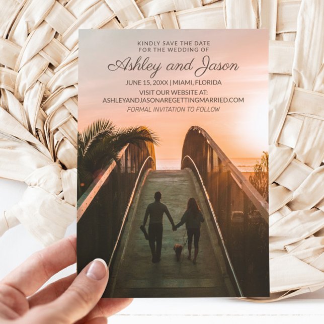 Reserva La Fecha Sitio web vertical de fotos de boda  (Wedding photo Save the Date photo card)