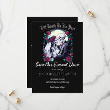 Skeleton gótico iluminado por luna y Boda Rosa