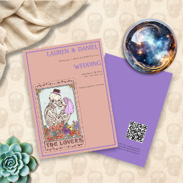 Reserva La Fecha Skeleton Tarot QR Boda gótico