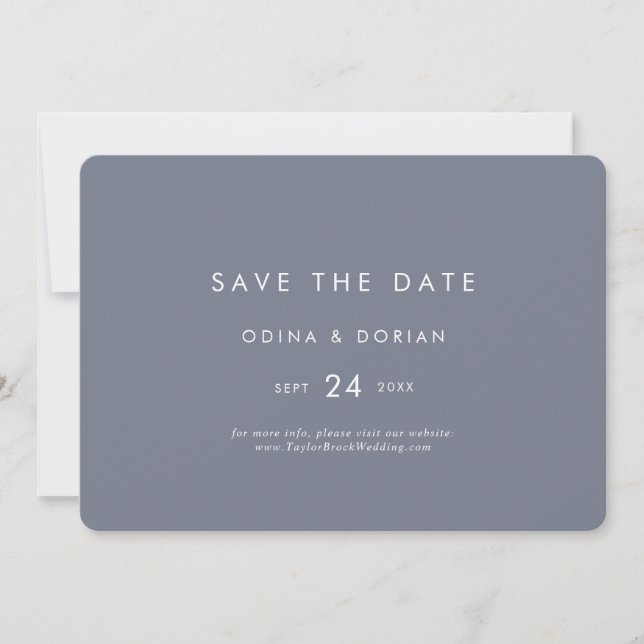 Reserva La Fecha Slate Blue Gris horizontal simple (Anverso)