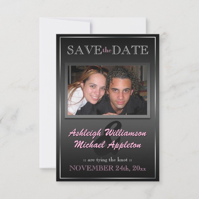 Reserva La Fecha Sleek Black Photo Save the Date Anunciations (Anverso)