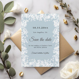 Reserva La Fecha Snowflakes dusty blue winter wedding