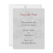 Snowflakes on Silver Save the Date card