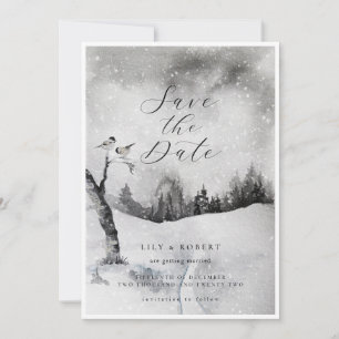 Reserva La Fecha Snowy Forest Winter Wedter Save The Date Cards