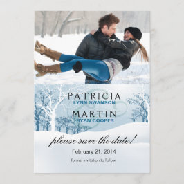 Reserva La Fecha Snowy Winter Save the Date Photo - azul hielo