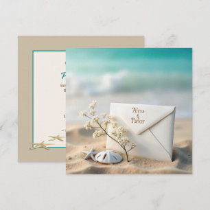 Reserva La Fecha Sobre de boda en la playa en arena