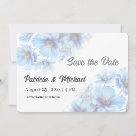 Reserva La Fecha Soft Blue Himalayan Poppy Flower Garden Wedding 