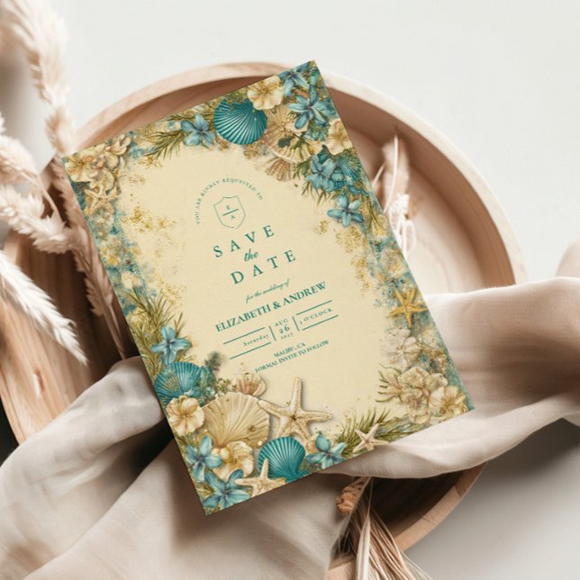 Reserva La Fecha Soft Blush Seashell Floral Wedding (Subido por el creador)