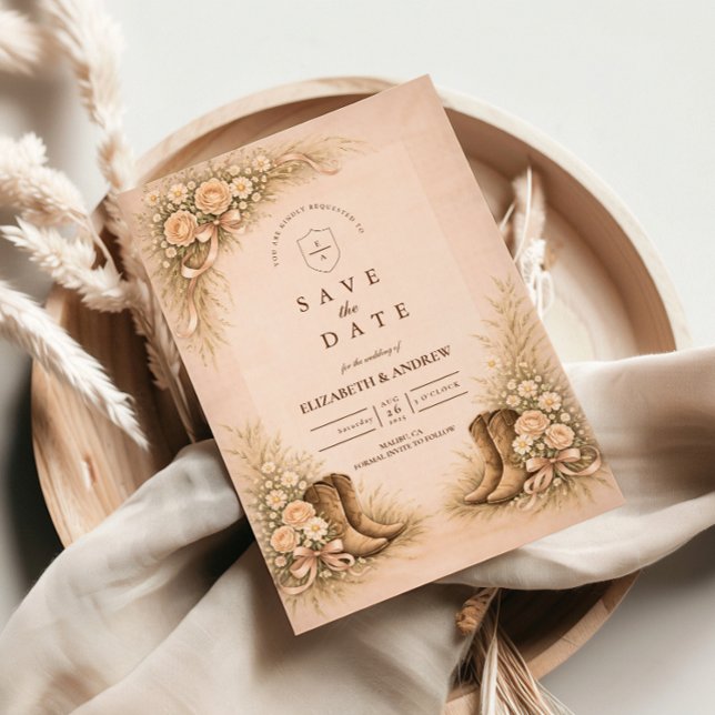 Reserva La Fecha Soft Blush Western Boots Wedding (Subido por el creador)