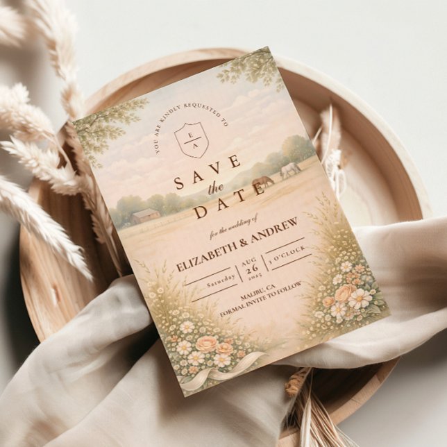 Reserva La Fecha Soft Pastel Countryside Meadow Wedding (Subido por el creador)