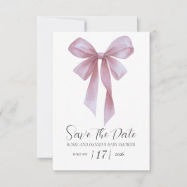Reserva La Fecha Soft Pink Bow Girl Baby Shower