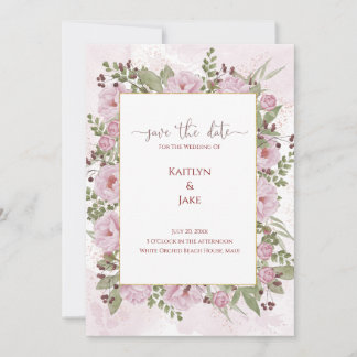 Reserva La Fecha Soft Pink Peony Wedding Invitation
