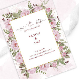Reserva La Fecha Soft Pink Peony Wedding Save the Date Card