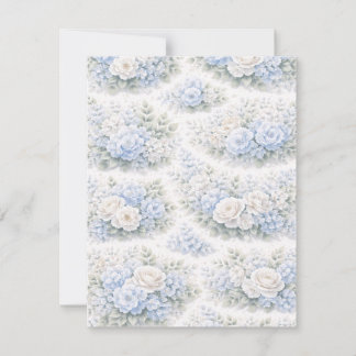 Reserva La Fecha SoftBlue Floral Pattern Elegant Romantic Botanical