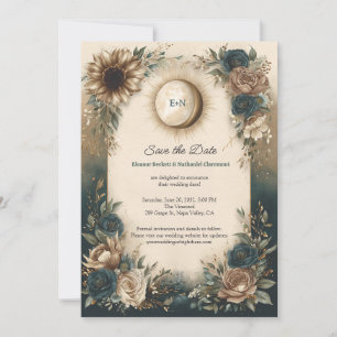 Reserva La Fecha Sol Celestial Luna Boho Floral Salvar la Fecha