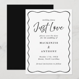 Reserva La Fecha Solo amor marco ondulado manuscrito negro y blanco