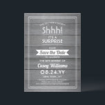 Reserva La Fecha Sorpresa Fiesta de Jubilación Rustic Gray Faux Woo<br><div class="desc">¿Puedes guardar un secreto? Invitar a colegas, compañeros de trabajo, familia y amigos a una elegante y emocionante celebración de retiro sorpresa con madera gris personalizado salven las invitaciones de fiesta de citas. Todo el texto de esta plantilla es sencillo de personalizar, incluyendo el mensaje que dice "¡Shhh! Es una...</div>