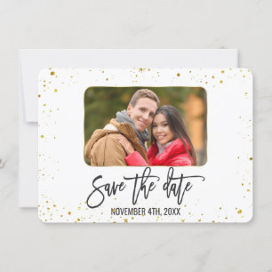 Reserva La Fecha Sparkle Gold Foto Caligrafía Save The Date