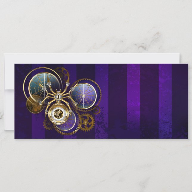Reserva La Fecha Spider Steampunk sobre fondo morado (Anverso)
