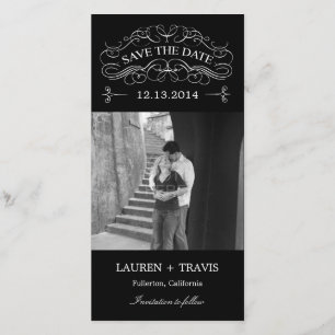 Reserva La Fecha Splendid Swirls Save The Date Photo Card - Negro