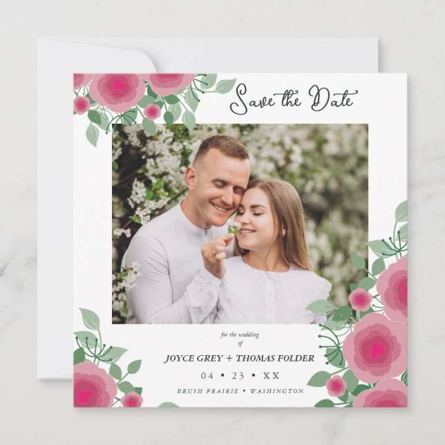 Reserva La Fecha Spring Blooming Pink Shades Wedding Photo (Anverso)