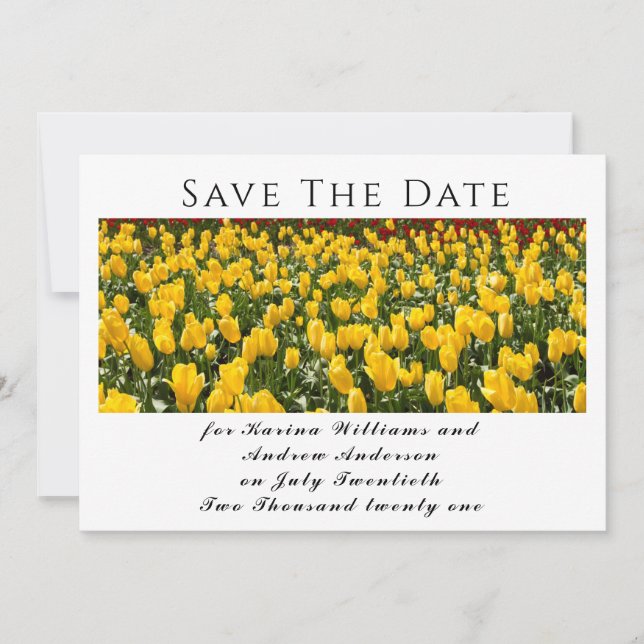 Reserva La Fecha Spring Tulips Flat Save The Date Card (Anverso)