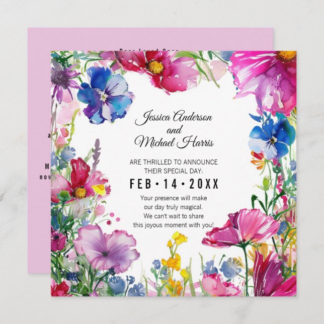 Reserva La Fecha 😍 Square, el prado rosado florece (Anverso / Reverso)