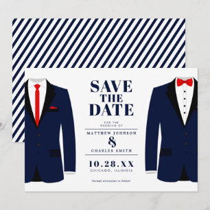 Reserva La Fecha Sr. & Sr. Boda Moderna Esmoquin Azul - Salva la Fe