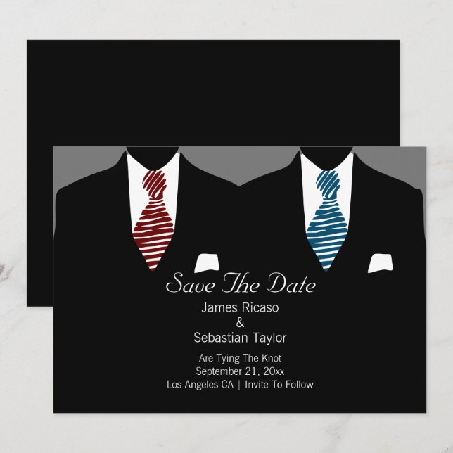 Reserva La Fecha Sr. y Sr. Suit y Tie Gay Salven la fecha Boda (Anverso / Reverso)