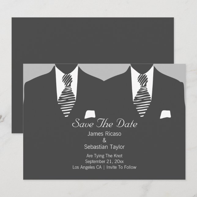 Reserva La Fecha Sr. y Sr. Suit y Tie Gay Salven la fecha Boda (Anverso / Reverso)