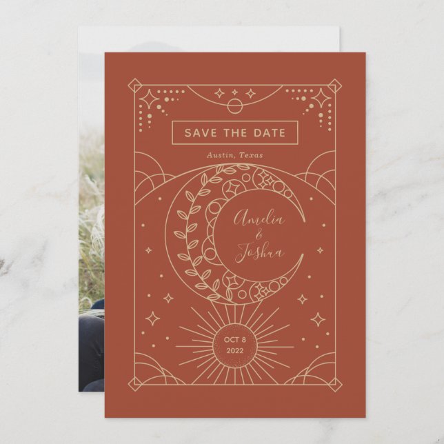 Reserva La Fecha Stardust Boda Photo Save the Date (Anverso / Reverso)