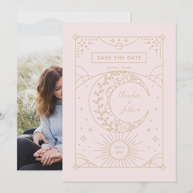 Reserva La Fecha Stardust Boda Photo Save the Date (Anverso / Reverso)