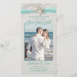 Reserva La Fecha Starfish and Lace Aqua Gray Save the Date