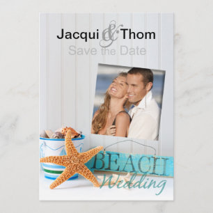 Reserva La Fecha Starfish Beach Wedding Photo Save the Date