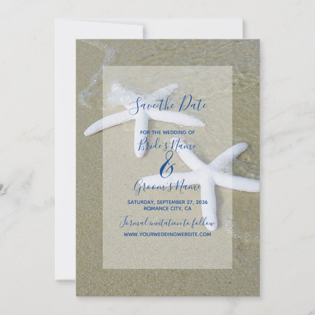 Reserva La Fecha Starfish Beach Wedding Salva la fecha (Anverso)