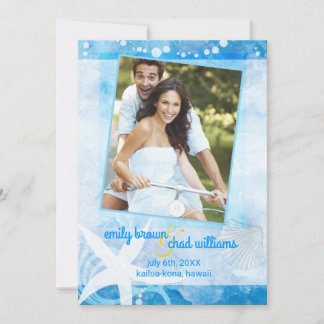 Reserva La Fecha Starfish Garden Blue Beach Wedding Salva la fecha