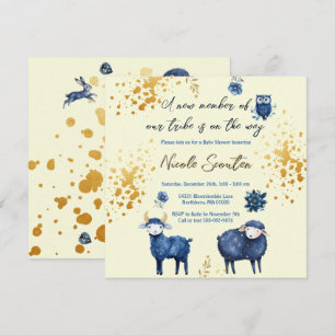Reserva La Fecha Starry Sheep and Forest Friends Baby Shower Gold