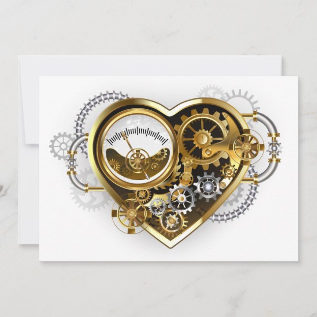 Reserva La Fecha Steampunk Heart with a Manometer (Anverso)