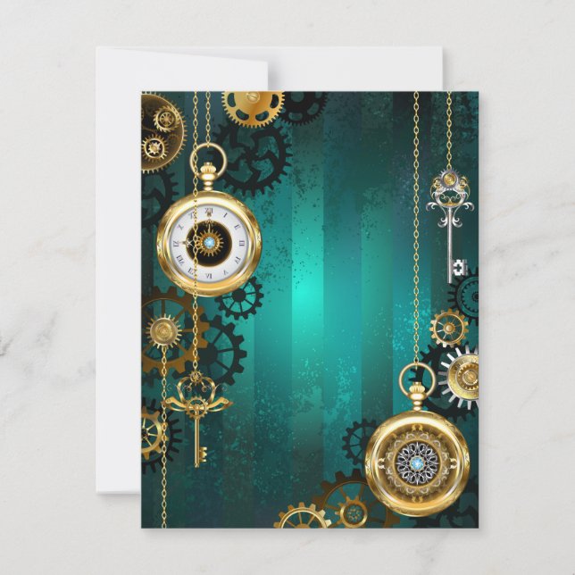 Reserva La Fecha Steampunk Jewelry Watch sobre un fondo verde (Anverso)