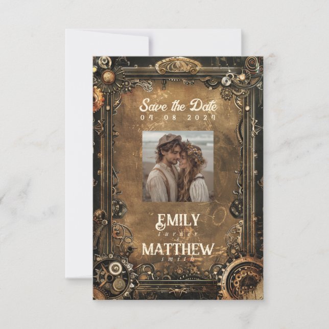 Reserva La Fecha Steampunk Noir Affair Boda (Anverso)