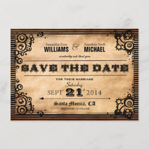 Reserva La Fecha Steampunk Vintage Look Save The Date