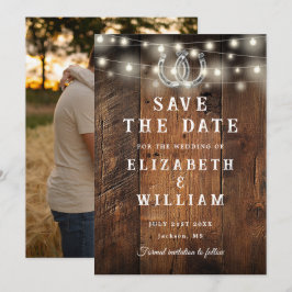 Reserva La Fecha String Lights Barn Wood Photo Western Wedding 