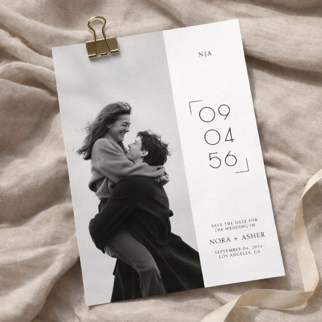 Reserva La Fecha Stylish Date Modern Monogram Wedding Photo (Subido por el creador)