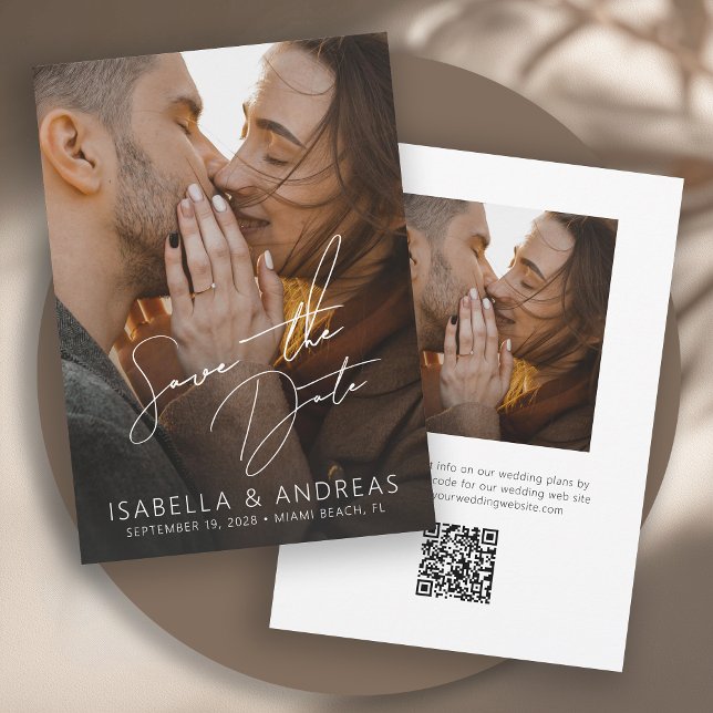 Reserva La Fecha Stylish Modern Full Photo Wedding Save the Date (Available in both printed and instant download digital formats.)