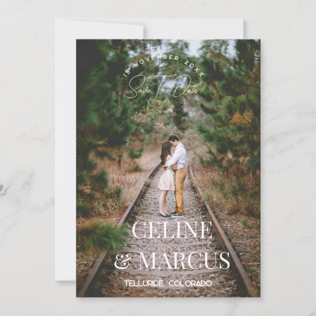 Reserva La Fecha Stylish Simple Full Photo Double-sided (Anverso)