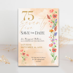 Reserva La Fecha Suave Cumpleaños número 75 de Wildflower para Ella
